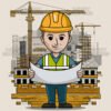 Construction Engineer Blueprint T Shirt Design