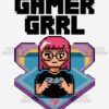 Gamer Grrl Retro Pixel Art T Shirt Design