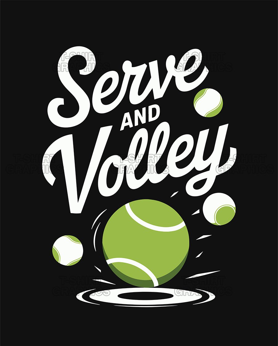 Serve and Volley Tennis Action T Shirt Design
